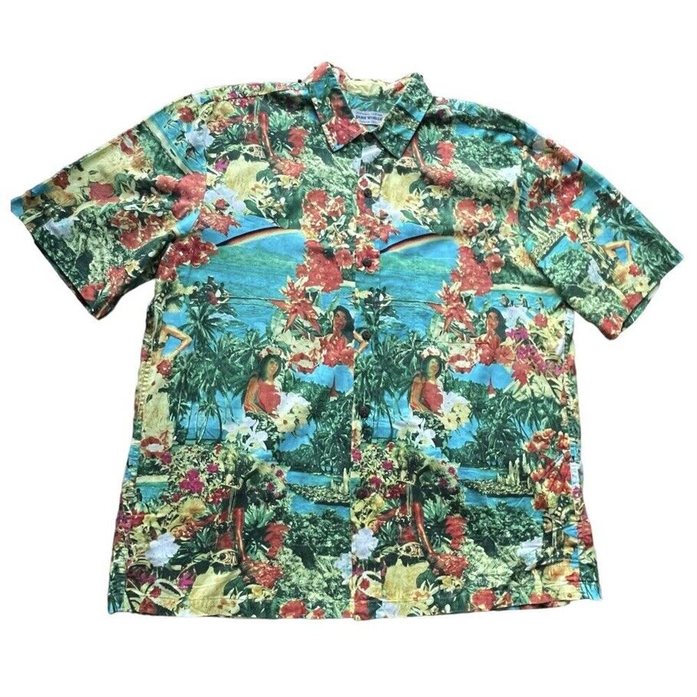 Jams World Button Up Shirt Mens XL Nostalgic American Girls Hawaiian Vintage 80s